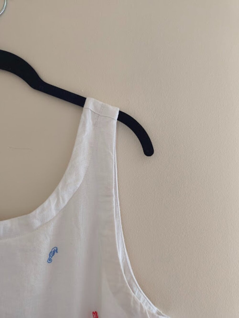 C&C California White Tank Dress with Embroidered Beach Details